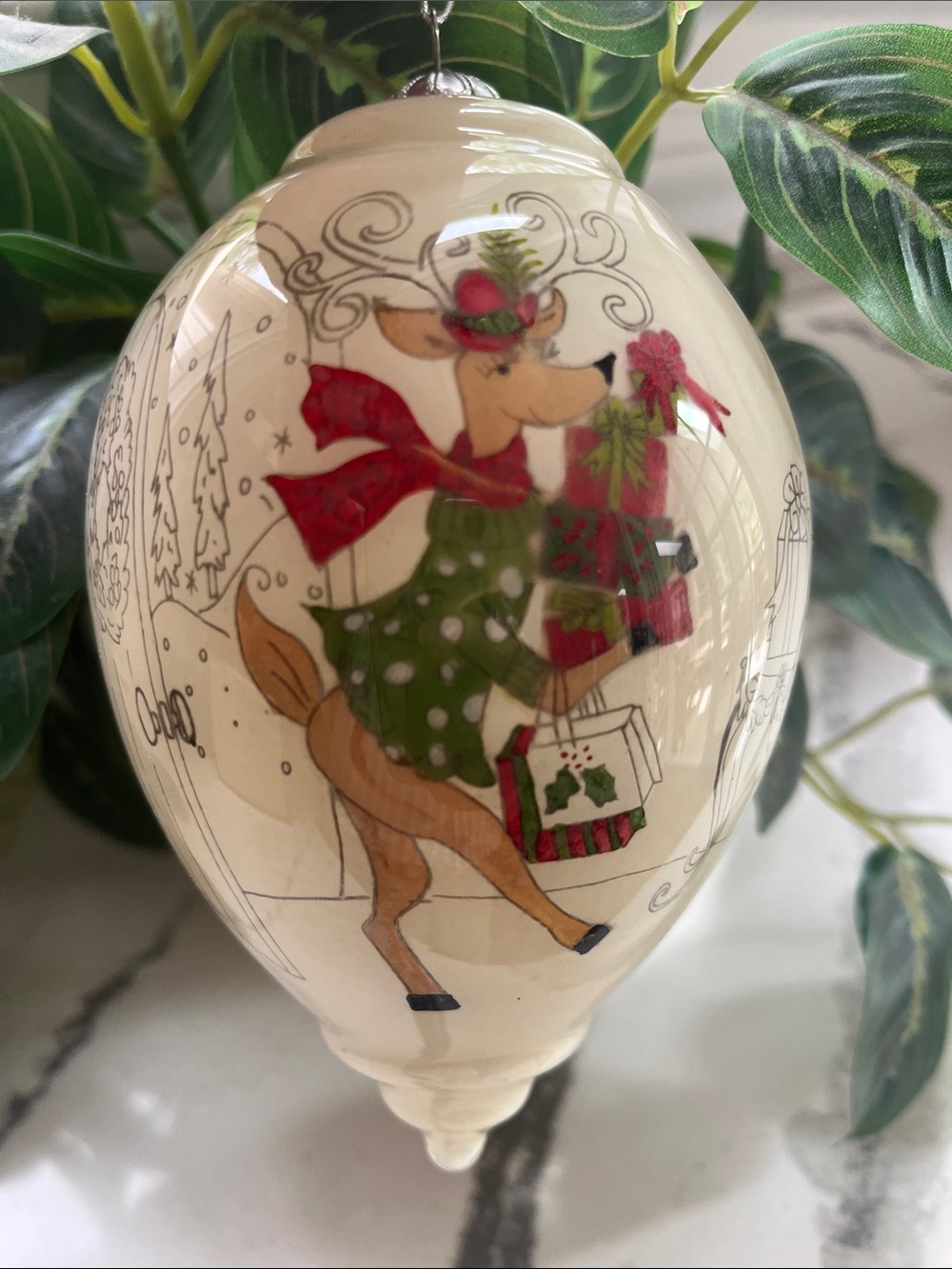 Pier 1 Li Bien 2016 Glass Ornament with Reindeer